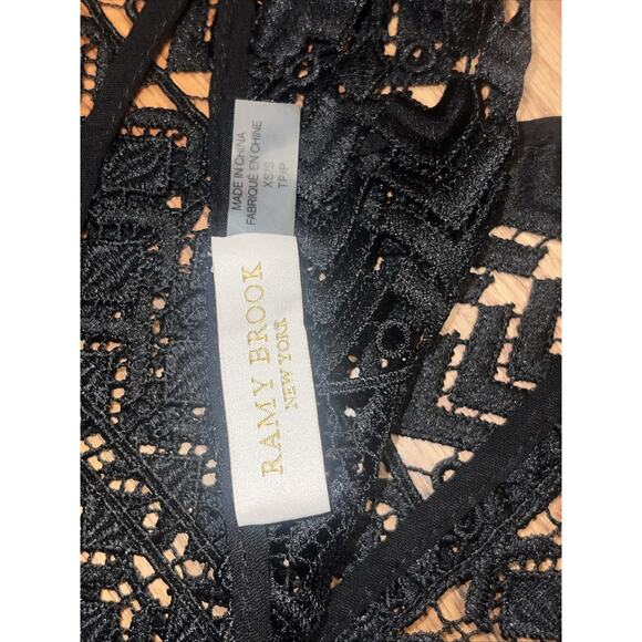 Ramy Brook Black Lace Cold Shoulder Swim Cover Up Women’s Size XS/S Keyhole Back - Picture 6 of 8